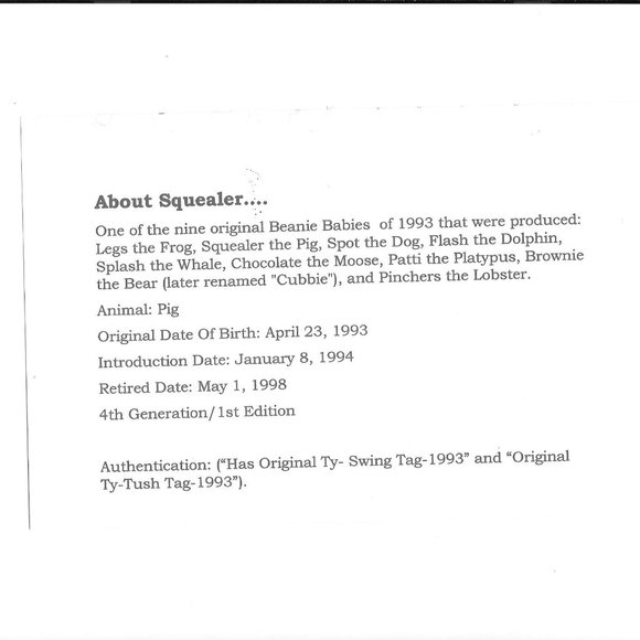 TY Beanie Babies- Squealer The Pig- Style# 4005 - Picture 10 of 11